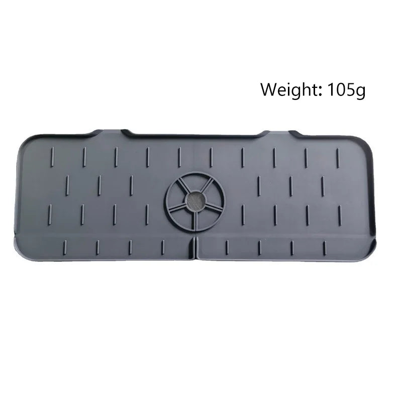 Silicone Kitchen Sink Splash Guard, Large Faucet Mat, Premium Draining Mat, Adjustable Faucet Protector for Kitchen & Bathroom