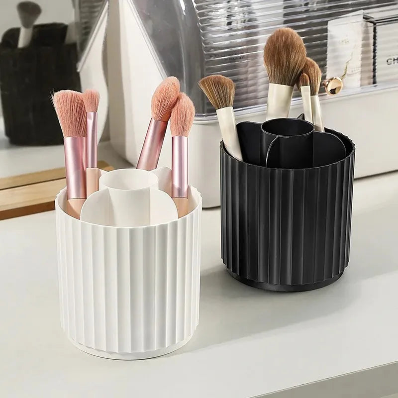 Makeup Brush Holder with Lid 360 Rotating Makeup Brush Holder Organizer for Vanity Desktop Countertop Dresser Table