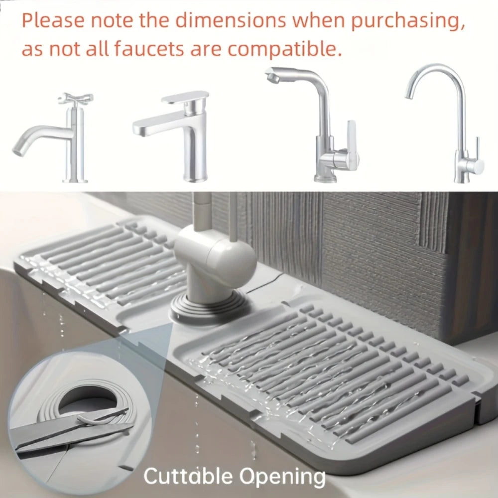 1Pc Faucet Splash Guard Pad — Anti-Slip Sink Drain Mat, Quick-Dry, Easy-Clean, for Single-Hole Faucets, Kitchen & Bathroom