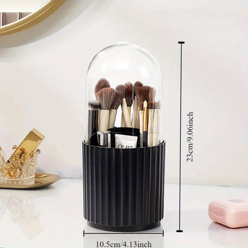 Makeup Brush Holder with Lid 360 Rotating Makeup Brush Holder Organizer for Vanity Desktop Countertop Dresser Table