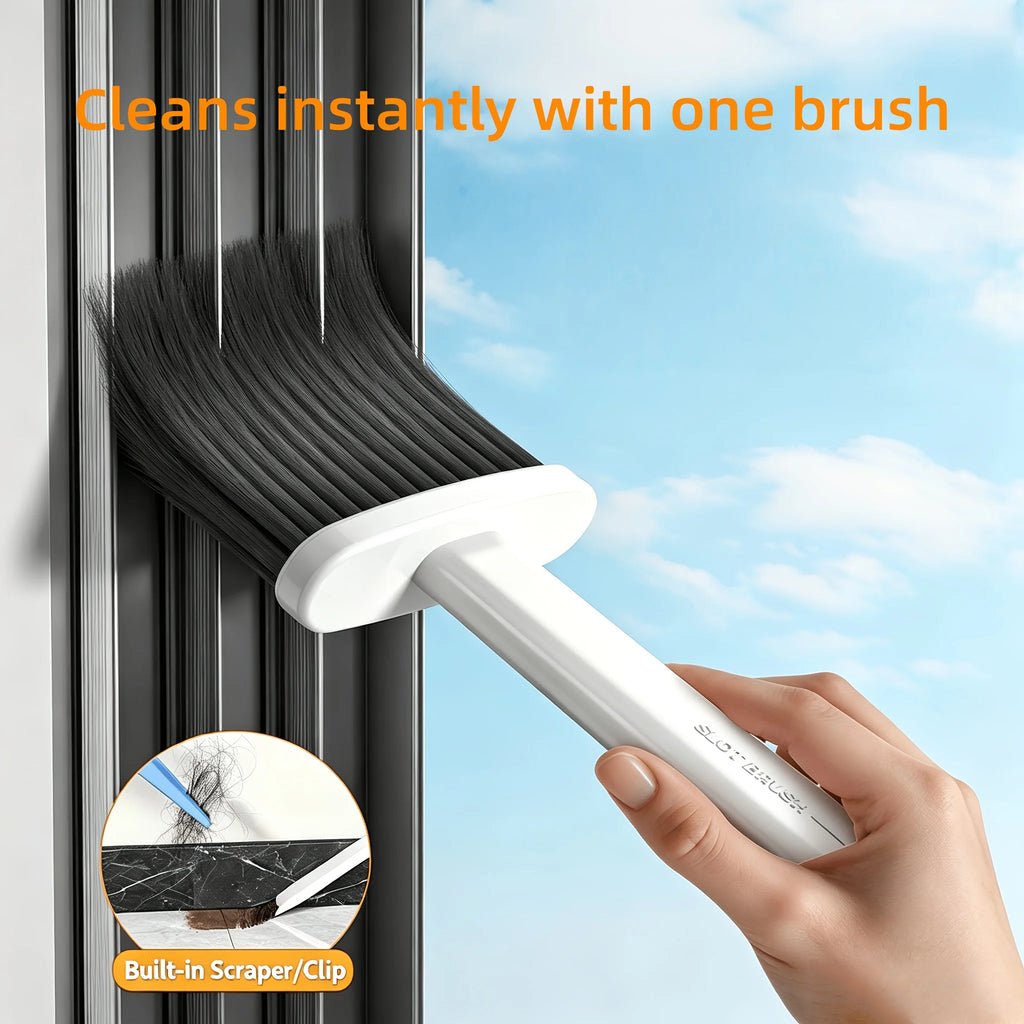 Window Track Cleaning Brush - Comes with Clip and Shovel, Multifunctional Soft Bristle Crevice Brush, Household Dust Removal Brush, Car Interior Dust Removal Brush Household Cleaning Tools, Suitable for Living Room, Bedroom,