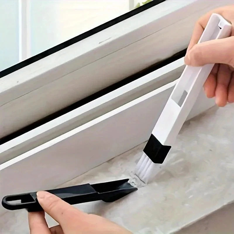 Window Track Cleaning Brush 2-Piece Set Glass Corner Cleaner Door and Window Gaps Plastic Cleaner Living Room, Bedroom, Kitchen