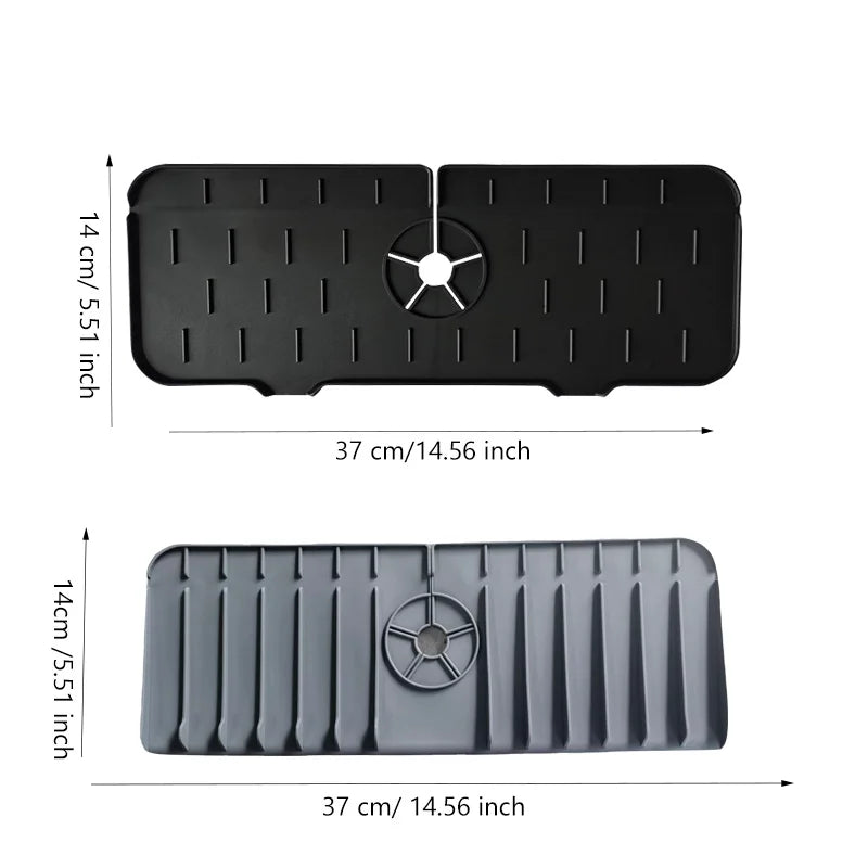 Silicone Kitchen Sink Splash Guard, Large Faucet Mat, Premium Draining Mat, Adjustable Faucet Protector for Kitchen & Bathroom