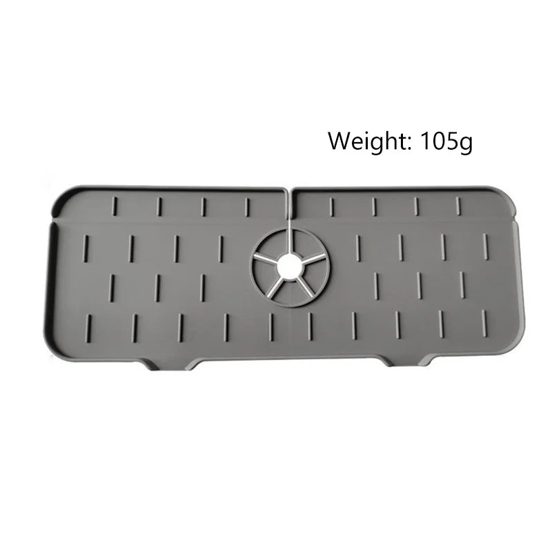 Silicone Kitchen Sink Splash Guard, Large Faucet Mat, Premium Draining Mat, Adjustable Faucet Protector for Kitchen & Bathroom