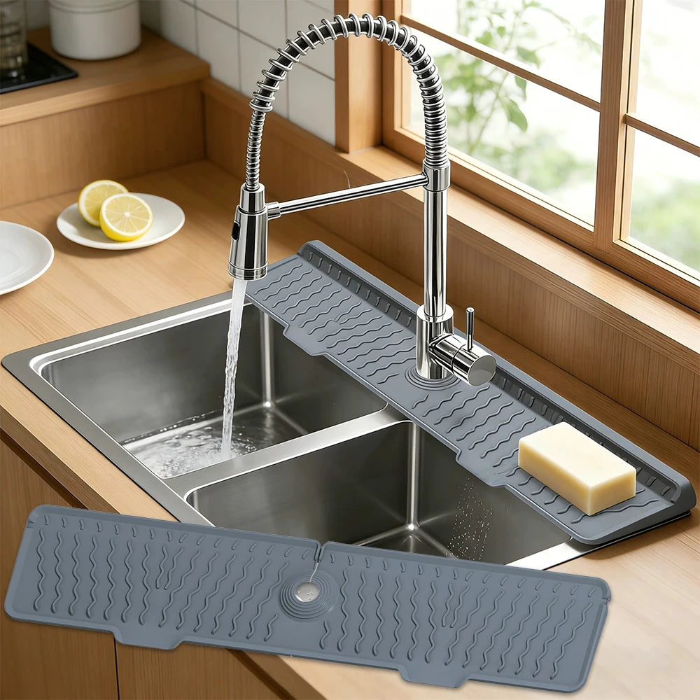 Longer Faucet Mat for Kitchen Sink Splash Guard Kitchen Sink Faucet Mat Splash Guard Kitchen Sink Area Water Splash Guard
