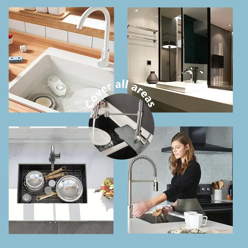 Silicone Kitchen Sink Splash Guard, Large Faucet Mat, Premium Draining Mat, Adjustable Faucet Protector for Kitchen & Bathroom