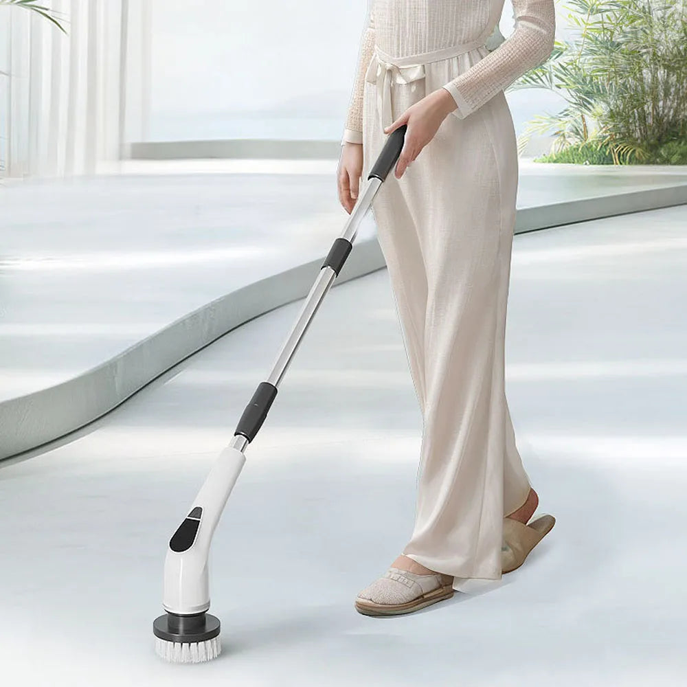 Electric Spin Scrubber With 8 Replaceable Brush Head Power Electric Cleaning Brush Handheld Rechargeable Shower Scrubber