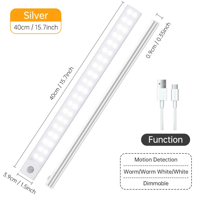 Motion Sensor Light Wireless LED Night Light USB Rechargeable Night Lamp Cabinet Wardrobe Lamp Under Backlight For Kitchen Led