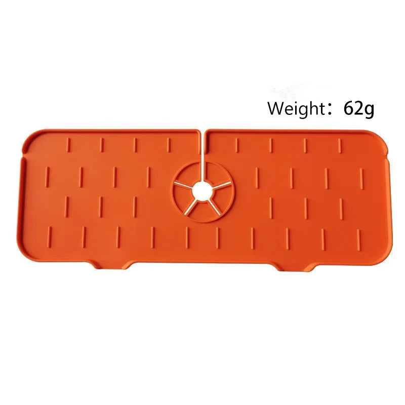 Silicone Kitchen Sink Splash Guard, Large Faucet Mat, Premium Draining Mat, Adjustable Faucet Protector for Kitchen & Bathroom