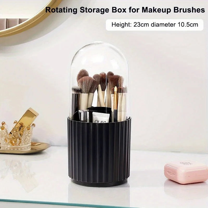 Makeup Brush Holder with Lid 360 Rotating Makeup Brush Holder Organizer for Vanity Desktop Countertop Dresser Table