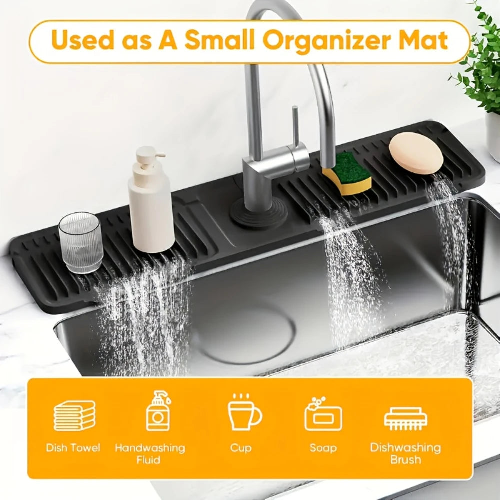 1Pc Faucet Splash Guard Pad — Anti-Slip Sink Drain Mat, Quick-Dry, Easy-Clean, for Single-Hole Faucets, Kitchen & Bathroom