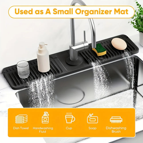 1Pc Faucet Splash Guard Pad — Anti-Slip Sink Drain Mat, Quick-Dry, Easy-Clean, for Single-Hole Faucets, Kitchen & Bathroom