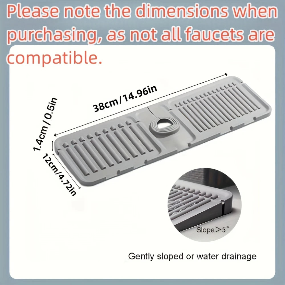 1Pc Faucet Splash Guard Pad — Anti-Slip Sink Drain Mat, Quick-Dry, Easy-Clean, for Single-Hole Faucets, Kitchen & Bathroom