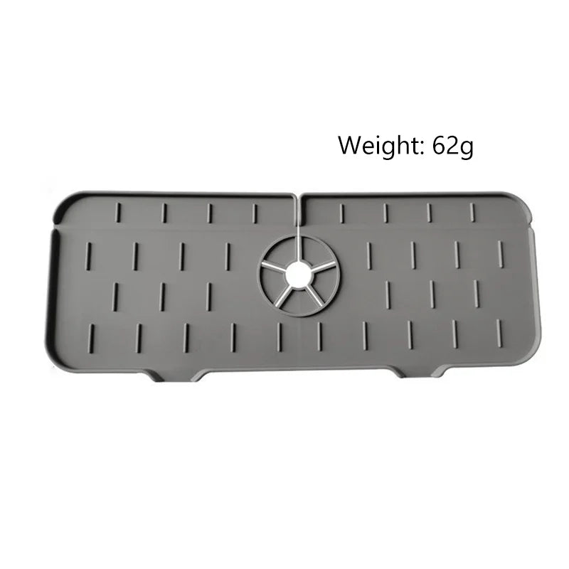 Silicone Kitchen Sink Splash Guard, Large Faucet Mat, Premium Draining Mat, Adjustable Faucet Protector for Kitchen & Bathroom