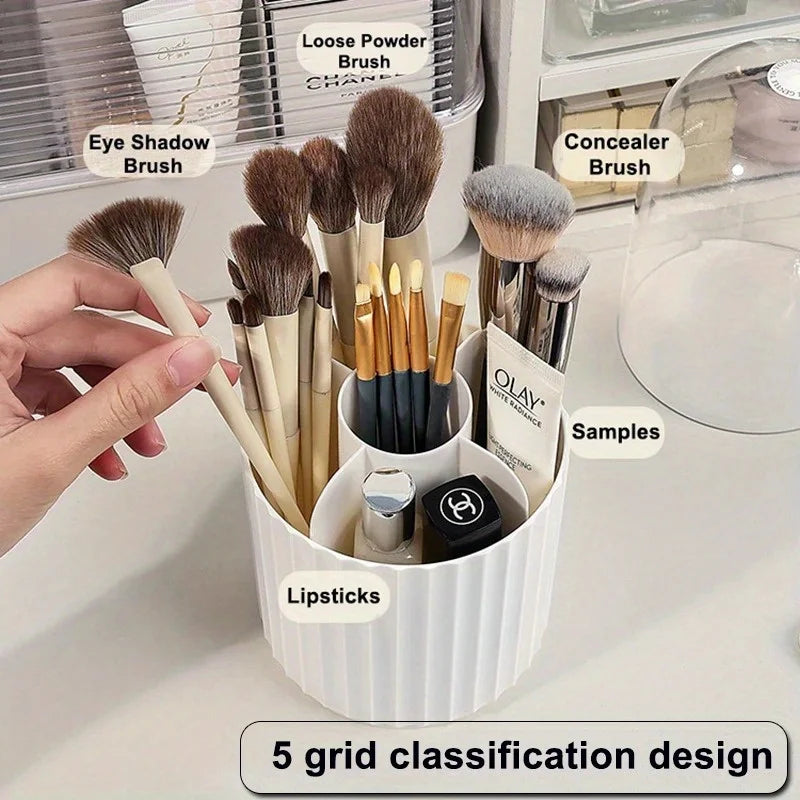 Makeup Brush Holder with Lid 360 Rotating Makeup Brush Holder Organizer for Vanity Desktop Countertop Dresser Table